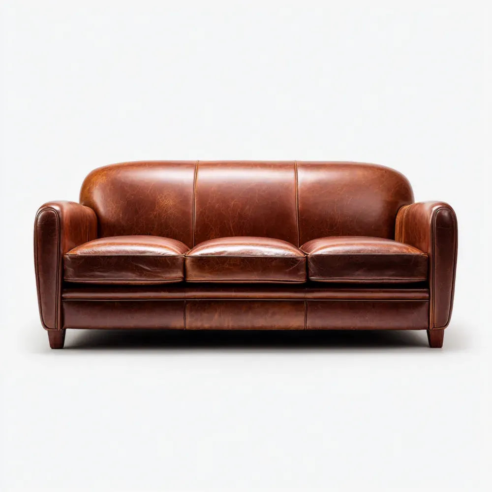 Leather Sofa - Brown - 190x85x90 cm - Classic Design