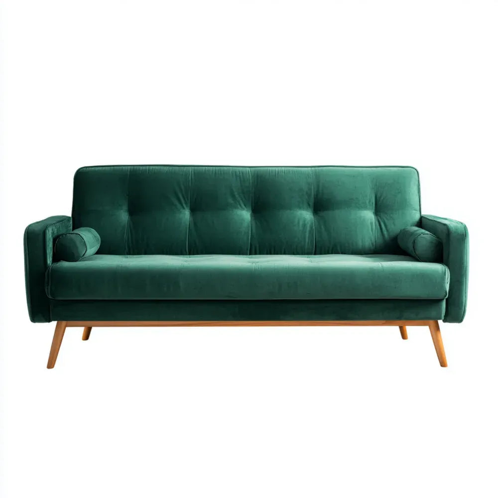 Modern Velvet Sofa 190x80x85 cm - Green Upholstery