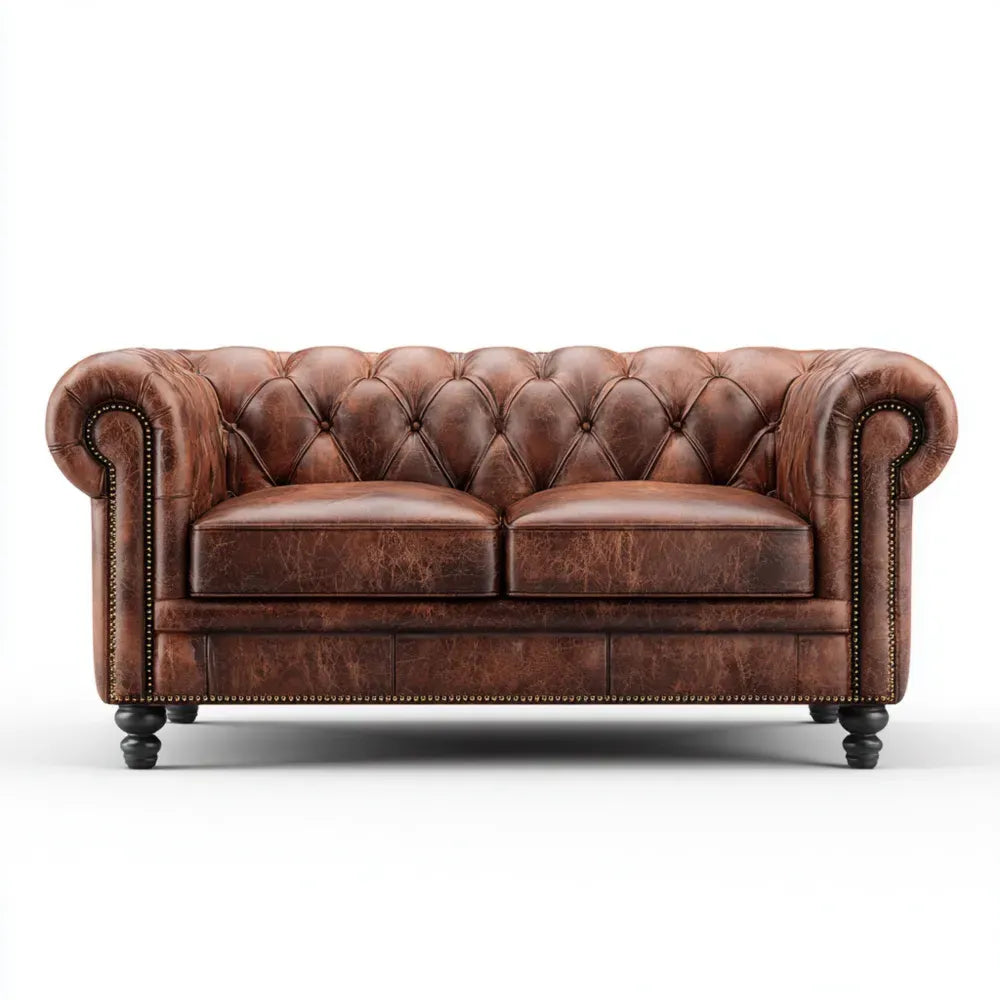 Leather Sofa Chesterfield Design 150x90x75 cm – Vintage Brown